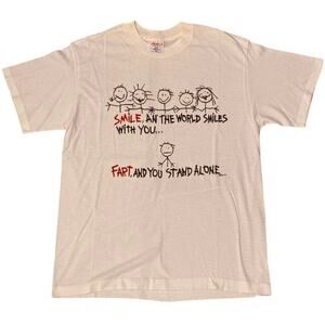 Vintage 90s Fart and You Stand Alone Humor NSFW Single Stitch Shirt Adult XL